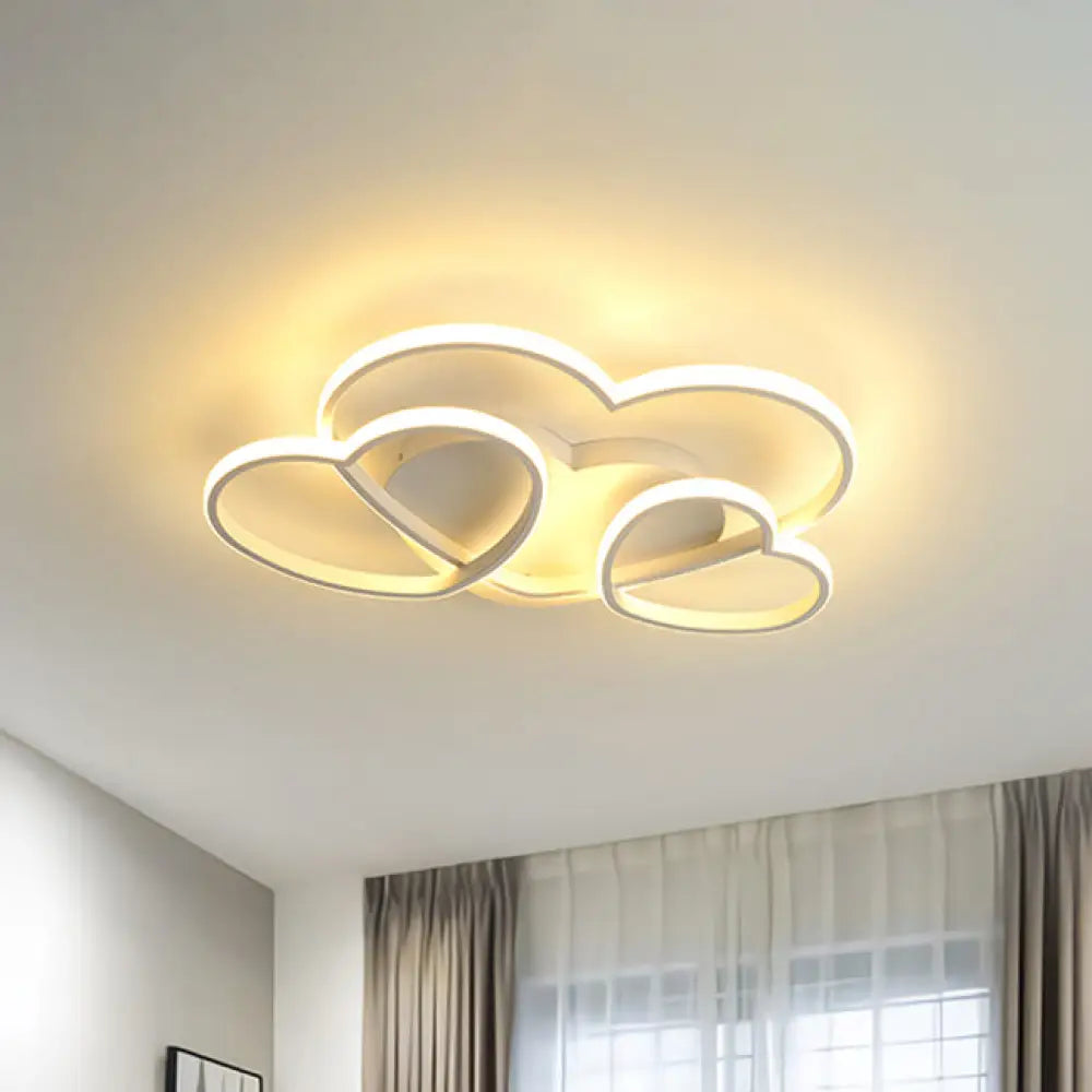 Heart Led Flush Mount Ceiling Fixture For Kid’s Room - Nordic Acrylic In White/Pink/Gold 19.5’