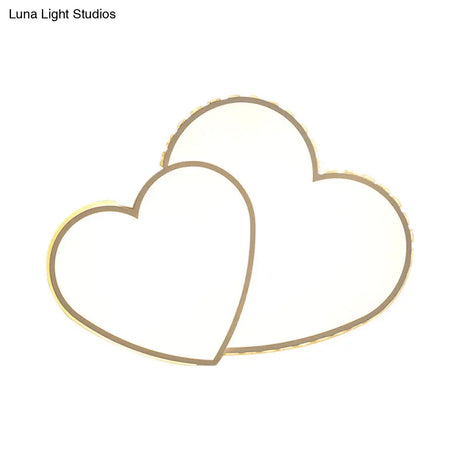 Heart Shaped Crystal Led Ceiling Flush Light Fixture - 20.5’/24.5’ Wide Warm/White White Mount