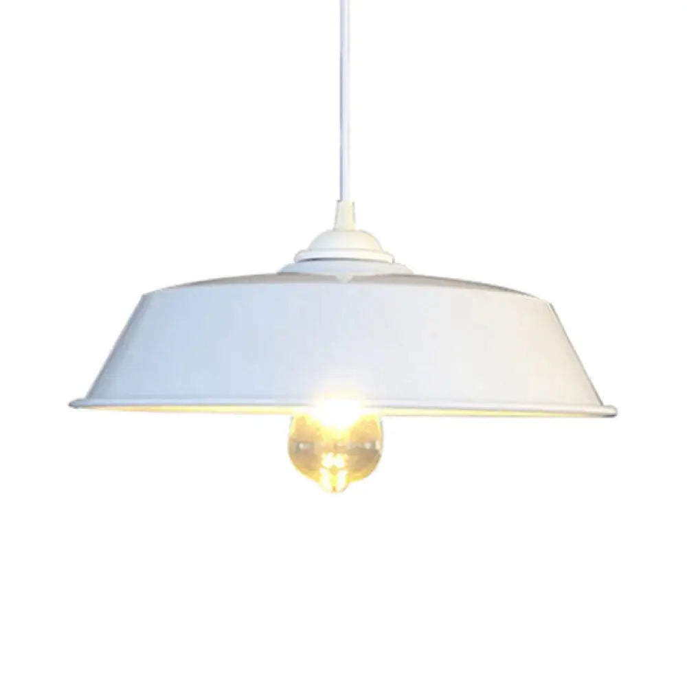 Height Adjustable Farmhouse Barn Pendant Lamp Black/White Metal Hanging Ceiling Light For Bars White