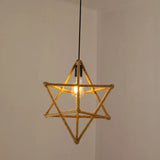 Hemp Rope Caged Pendant Light - Vintage Single-Bulb Hanging Fixture For Restaurants In Brown / G