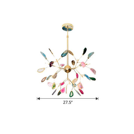 Heracleum Chandelier Agate Suspension Light In Modern Gold - Perfect For Living Rooms 20 /
