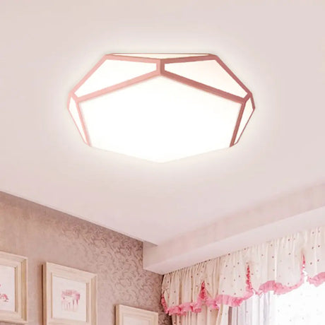 Hexagon Led Ceiling Light In Nordic Candy Colors For Corridors Pink / 16.5’ Warm