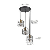 Hexagonal Cage Pendant Light With 3 Metal Shades - Perfect For Dining Room Ceiling Gold