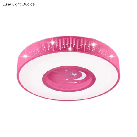 Hollow Led Flush Ceiling Light: Macaron Loft Metal Mount For Child Bedroom