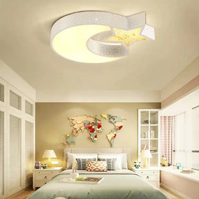 Hollow Star Moon Led Ceiling Light For Kids’ Study Room White /