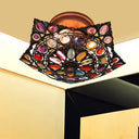 Hollow Traditional Brass Flush Mount Ceiling Fixture - Metal 3 - Headed Living Room Lighting