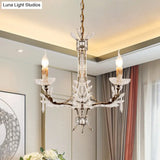 Ice Crystal 3-Head Candelabra Pendant Chandelier With Antiqued Rust Finish