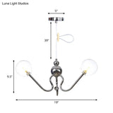 Industrial 3-Head Hanging Chandelier With Amber/Clear Glass Shades - Black/Chrome Finish Orbit
