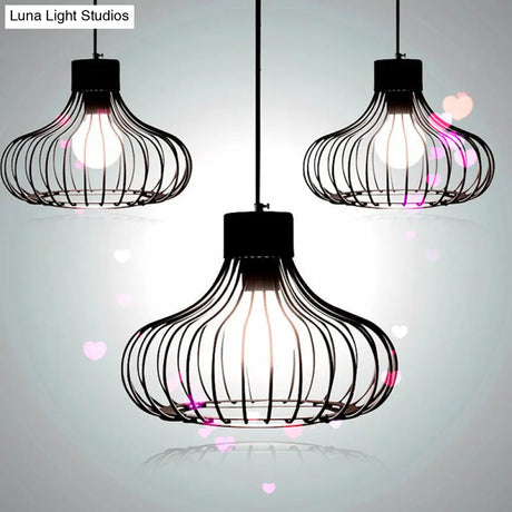 Industrial Black Cage Metal Pendant Light For Living Room Ceiling - Stylish Lighting Solution
