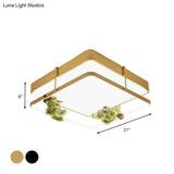 Industrial Black/Gold Led Flush Mount Ceiling Light For Bedroom - 16.5’/20.5’ Square/Round