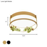 Industrial Black/Gold Led Flush Mount Ceiling Light For Bedroom - 16.5’/20.5’ Square/Round