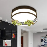 Industrial Black/Gold Led Flush Mount Ceiling Light For Bedroom - 16.5’/20.5’ Square/Round