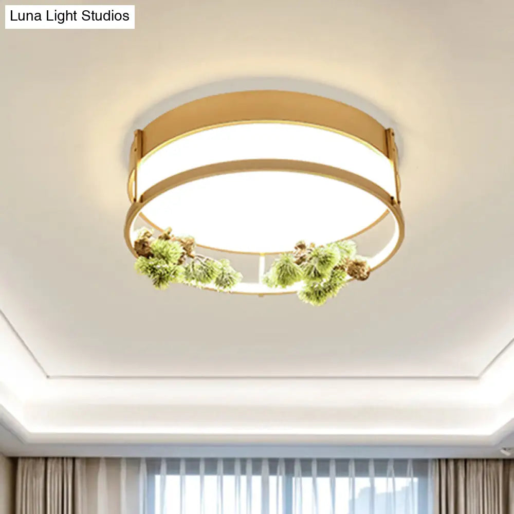 Industrial Black/Gold Led Flush Mount Ceiling Light For Bedroom - 16.5’/20.5’ Square/Round