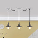 Industrial Black Iron Pendant Light With Saucer Design - Multi-Pendant Fixture 3/5/7 Heads Tandem
