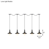 Industrial Black Iron Pendant Light With Saucer Design - Multi-Pendant Fixture 3/5/7 Heads Tandem