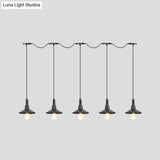 Industrial Black Iron Pendant Light With Saucer Design - Multi-Pendant Fixture 3/5/7 Heads Tandem