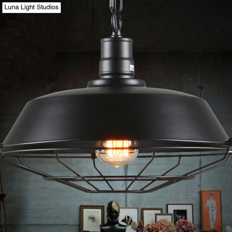 Industrial Black Metal Pendant Ceiling Light Fixture - Networked Shop Hanging