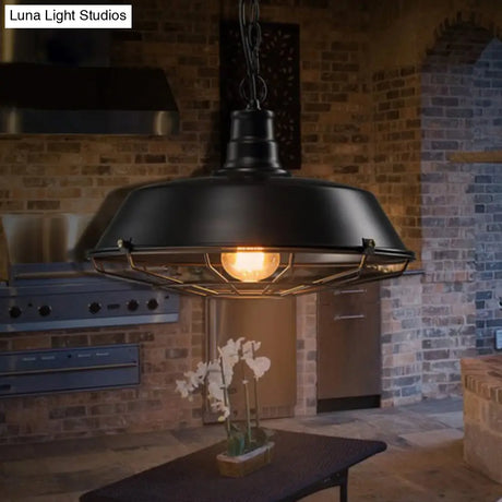 Industrial Black Metal Pendant Ceiling Light Fixture - Networked Shop Hanging
