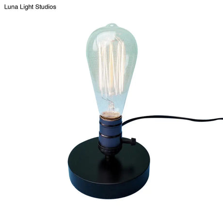 Industrial Black Mini Table Lamp With On/Off Switch - Stylish Metal Lighting For Coffee Shop