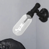 Industrial Black Wall Sconce With Clear Glass Light For Living Room / C