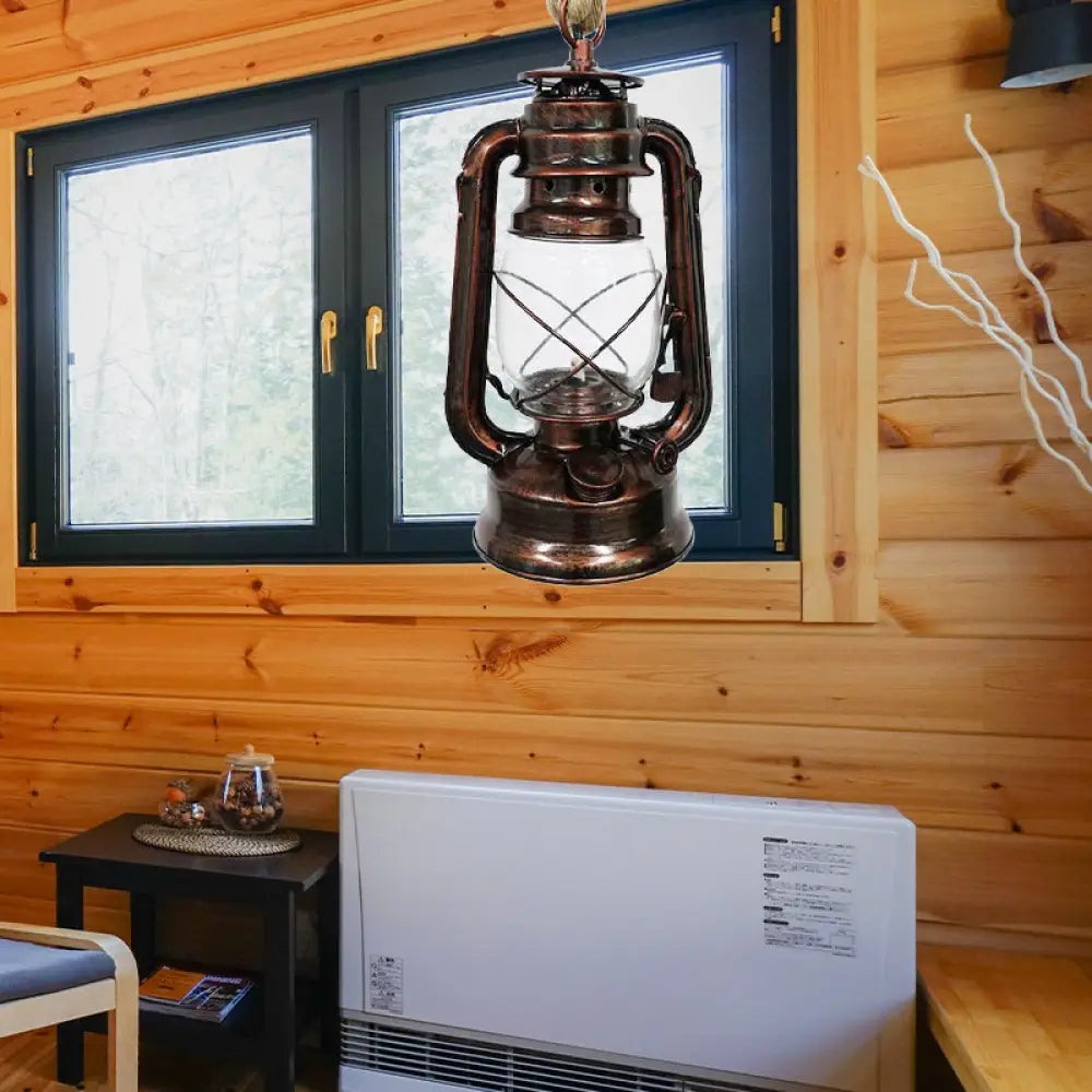 Industrial Clear Glass Pendant Ceiling Light For Coffee Shop - Black/Bronze/Antique Brass Finish