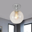 Industrial Clear Glass Spherical Balcony Ceiling Light Fixture – Black/Brass/Copper Chrome