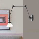 Industrial Cone Wall Light With Clear/Amber Glass And Arm - Black/Bronze/Brass (8+8/8+8+8) Black /