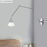 Industrial Conical Clear/Amber Glass Wall Lamp Sconce - Adjustable Arm Black/Bronze/Brass 1 Light 8
