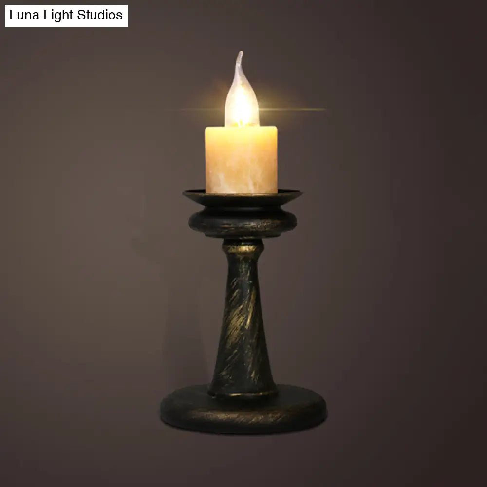 Industrial Desk Lamp With Candelabra Marble Table Accent In Brass/Bronze