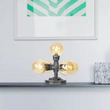 Industrial Desk Lamp With Clear/Amber Glass Globe Shade - Antique Silver Finish 4/5-Light Study Room