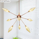 Industrial Diamond Glass Chandelier Lamp - 9/12/15 Lights Hanging Ceiling Fixture With Starburst