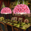 Industrial Dome Rose Downlight Led Pendant Light In Pink For Restaurants