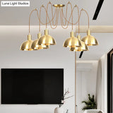 Industrial Domed Metallic Swag Pendant Light Fixture - Gold 2/3/4-Lights For Clothes Shops