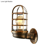 Industrial Glass Wall Lamp With Cage Single Bulb In Pink/Blue/Green For Living Room Sconce