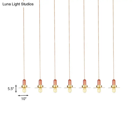 Industrial Gold Finish Tandem Pendant Light With Multiple Bulbs - Perfect For High Ceiling Areas