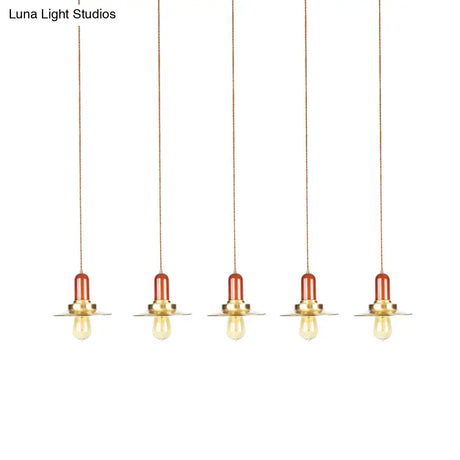 Industrial Gold Finish Tandem Pendant Light With Multiple Bulbs - Perfect For High Ceiling Areas