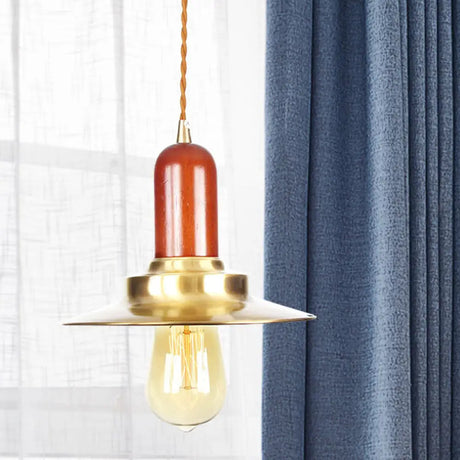 Industrial Gold Pendant Lighting - Flat Shape Bulb Fixture With Metallic Finish For Stylish Ceiling