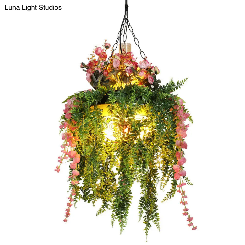 Industrial Green Dome Shade Chandelier With Frosted Glass - 4 Heads Perfect For Restaurants And