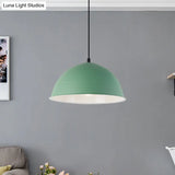 Industrial Grey/Yellow Hanging Lamp With Ribbed Dome Shade - 1 Light 12’/16’ Wide Metal Indoor