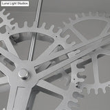 Industrial Hanging Chandelier With Exposed Bulb Design - 7/8 Bulbs Iron Frame Black/Silver Gear