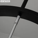 Industrial Hanging Chandelier With Exposed Bulb Design - 7/8 Bulbs Iron Frame Black/Silver Gear