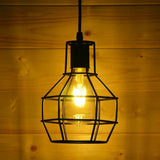 Industrial Metal 1-Light Black Cage Pendant Light - Stylish Bedside Fixture / A