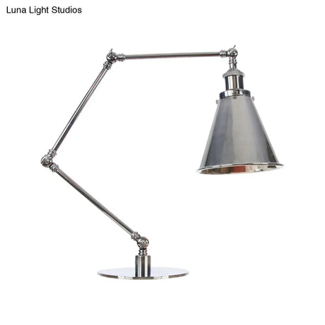 Industrial Metal Desk Light With Adjustable Arm And Chrome Finish For Study Rooms