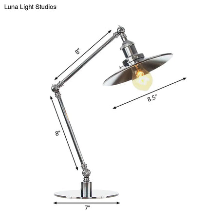 Industrial Metal Desk Light With Adjustable Arm And Chrome Finish For Study Rooms