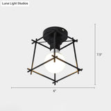 Industrial Metal Flush Ceiling Light Fixture - Cage Style Small Aisle 1 Head Black Flushmount