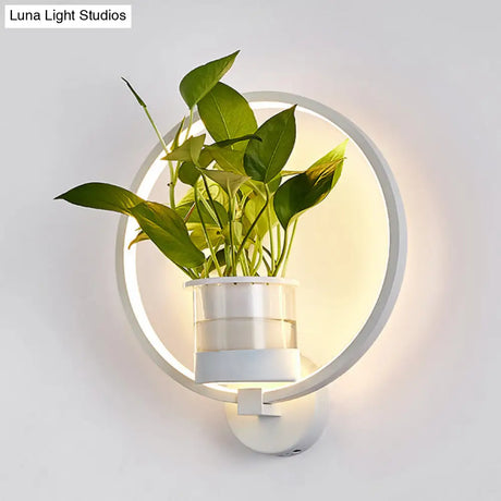 Industrial Metal Led Wall Sconce With Round/Oval Shape And 3 Color Light Options For Bedroom
