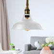 Industrial Metal Pendant Lamp: Barn-Style Shade 1 Light Black/White Ceiling Fixture With Hanging