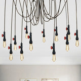 Industrial Metal Pendant Lamp With Valve And Pipe Design - Black 2/3 Lights Kitchen Ceiling Fixture