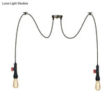 Industrial Metal Pendant Lamp With Valve And Pipe Design - Black 2/3 Lights Kitchen Ceiling Fixture