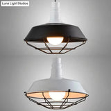 Industrial Metal Pendant Light Fixture With Wire Guard - Orange/Blue/Green Bowl Design